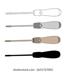 ilustração vetorial da chave de fenda em várias aparências