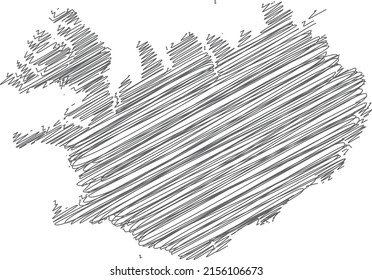 vector illustration of scribble drawing map of Iceland