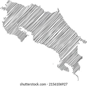 vector illustration of scribble drawing map of Costa Rica