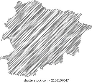 vector illustration of scribble drawing map of Andorra