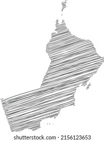 vector illustration of scribble drawing map of Oman