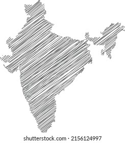 Vector Illustration Of Scribble Drawing Map Of India