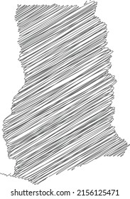 vector illustration of scribble drawing map of Ghana