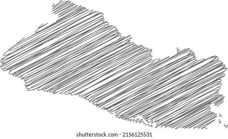 vector illustration of scribble drawing map of El Salvador