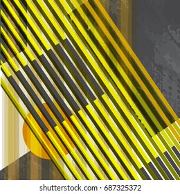Vector illustration of scribble pattern for design. Gray and yellow band with triangle and circle. Backdrop for vintage art composition. Design of trend