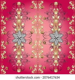 Vector illustration. Scribble, sketch, doodle on pink, brown and red colors. Hand drawn wallpaper seamless pattern. Vintage background. In simple style.