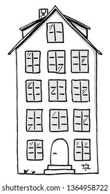 vector illustration of a scribbled house in black and white