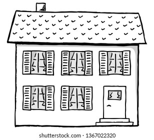 vector illustration of a scribbled house in black and white