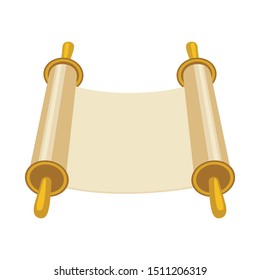 Vector illustration of scroll and parchment symbol. Graphic of scroll and bible stock symbol for web.