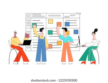 Vector Illustration Scrum Planning Technique Teamwork Stock Vector 