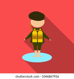 Vector illustration of scuba diver boy