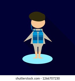 Vector illustration of scuba diver boy
