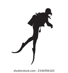 Vector illustration of scuba diving silhouette