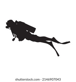 Vector illustration of scuba diving silhouette