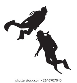 Vector illustration of scuba diving silhouette