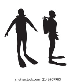 Vector illustration of scuba diving silhouette