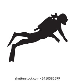 Vector Illustration of Scuba Diving Silhouette