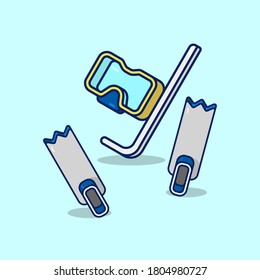 Vector illustration of scuba mask and fin. Suitable for world tourism day, vacation, holiday, diving, and any other travel theme