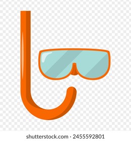 Vector illustration of scuba mask and snorkel on transparent background