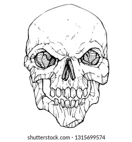 Vector illustration of scull isolated on white background - vector graphic