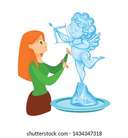 Vector illustration of sculpture and ice symbol. Collection of sculpture and angel stock symbol for web.