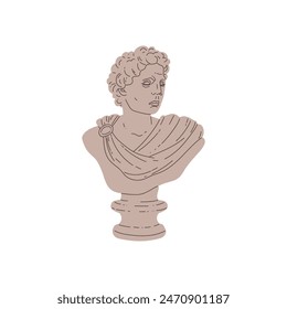 Vector illustration a sculpture of a man with a detailed bust and folds of fabric in the style of classical Roman architecture with marble relief elements