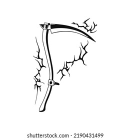 vector illustration of scythe weapon concept