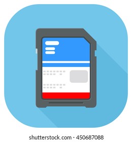 Vector illustration of an SD Card Flash Drive flat icon.
Memory sd card for various devices

