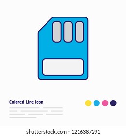 Vector illustration of sd card icon colored line. Beautiful notebook element also can be used as microchip icon element.