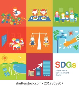 Vektorgrafik von SDGs Ziel1 bis 8 Set.