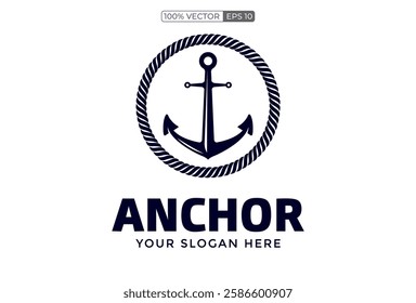 Vector illustration, sea anchor icon isolated on white background. Simple shape for design logo