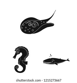 Vector illustration of sea and animal icon. Collection of sea and marine stock symbol for web.