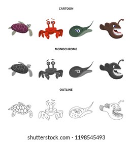 Vector illustration of sea and animal logo. Collection of sea and marine vector icon for stock.
