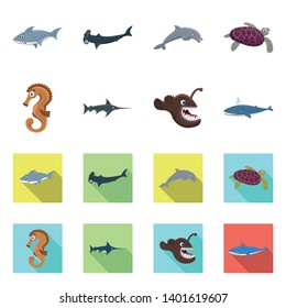 Vector illustration of sea and animal logo. Collection of sea and marine stock vector illustration.