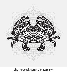 Vector illustration of a sea animal mandala for coloring book. Sea Animal Mandala for Silhouette Cameo and Cricut.