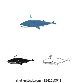 Vector illustration of sea and animal sign. Set of sea and marine stock vector illustration.