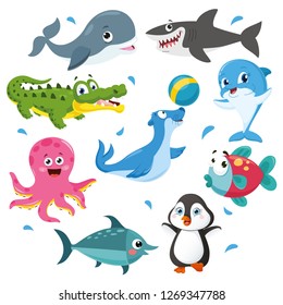 Vector Illustration Of Sea Animals