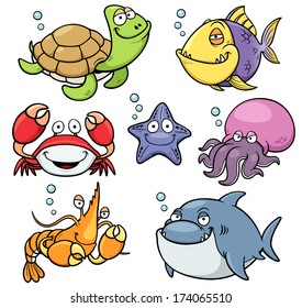 Vector illustration of Sea Animals Collection