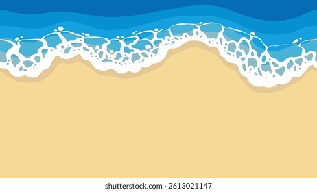 Vector illustration of a sea background horizontally connected seamless pattern with copy space