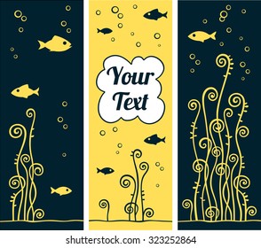 Vector illustration, sea banner. Vector decorative greeting card or invitation design.
