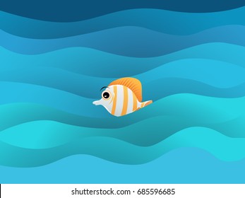 vector illustration of the sea. beauty fish in the sea