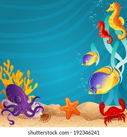 Vector illustration - Sea bottom  background