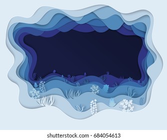 Vector illustration of sea bottom with seaweed
