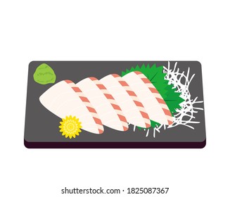 Vector illustration of sea bream sashimi .Red snapper