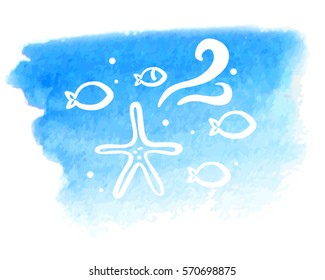 Vector illustration of a sea card with a simple starfish