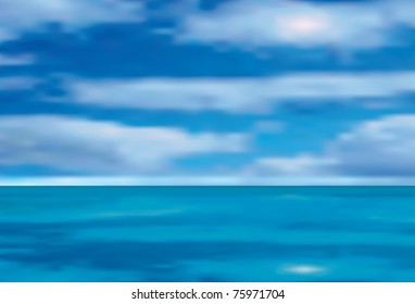 Vektorgrafik von Meer und bewölktem Himmel