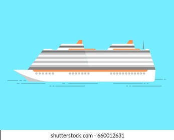 Vector illustration of sea cruise ship isolated on blue - Shutterstock ID 660012631