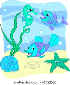 Vector Illustration of the sea depth