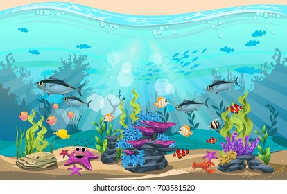 Beauty Underwater Life Different Animals Habitats Stock Vector (Royalty ...