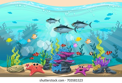 Vector Illustration Sea Discus Fish Clown Stock Vector (Royalty Free ...